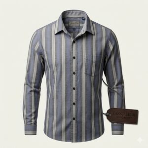 Tasso Elba Men’s Striped Long Sleeve Button Down Shirt - Size Large